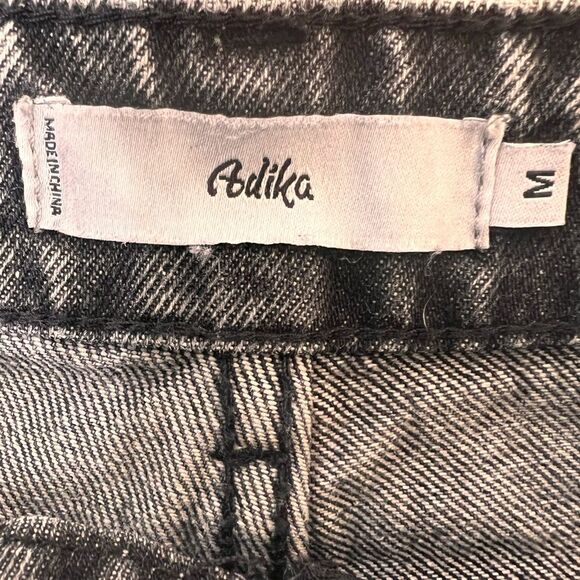 Adika Neon Stripe High Rise Straight Jeans Distressed Knees Gray Pink Women M - Picture 5 of 6